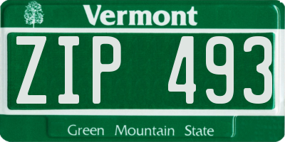 VT license plate ZIP493