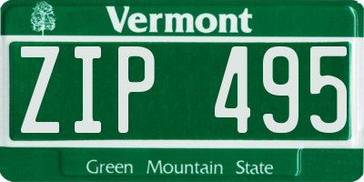 VT license plate ZIP495