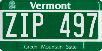 VT license plate ZIP497