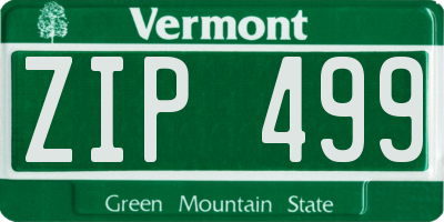 VT license plate ZIP499