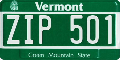 VT license plate ZIP501