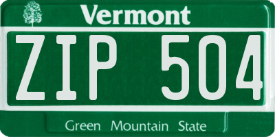 VT license plate ZIP504