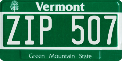 VT license plate ZIP507