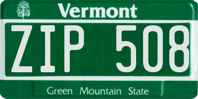 VT license plate ZIP508