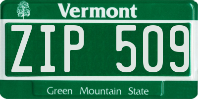 VT license plate ZIP509