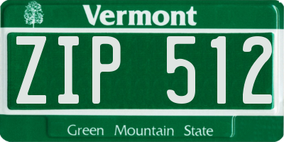 VT license plate ZIP512