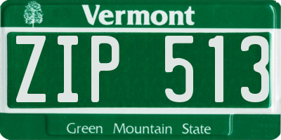 VT license plate ZIP513