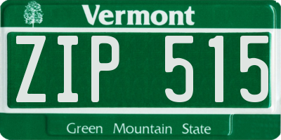 VT license plate ZIP515