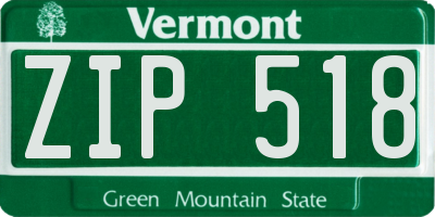 VT license plate ZIP518