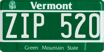 VT license plate ZIP520