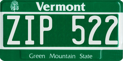 VT license plate ZIP522