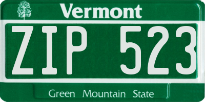 VT license plate ZIP523