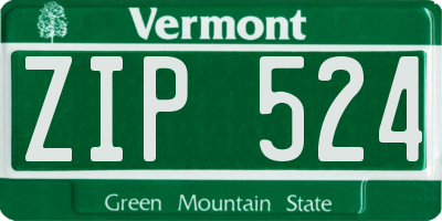VT license plate ZIP524