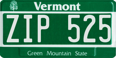 VT license plate ZIP525