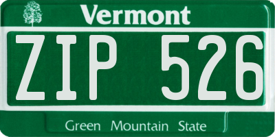 VT license plate ZIP526