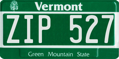 VT license plate ZIP527