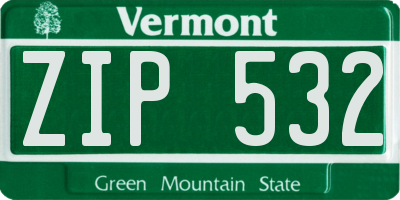 VT license plate ZIP532