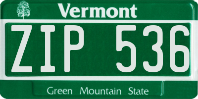 VT license plate ZIP536