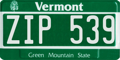 VT license plate ZIP539