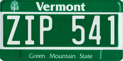 VT license plate ZIP541