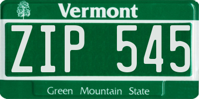 VT license plate ZIP545
