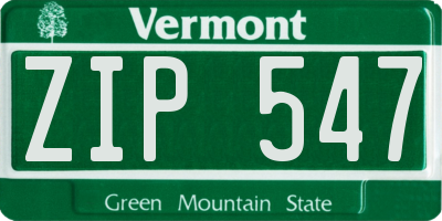 VT license plate ZIP547
