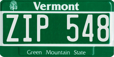 VT license plate ZIP548
