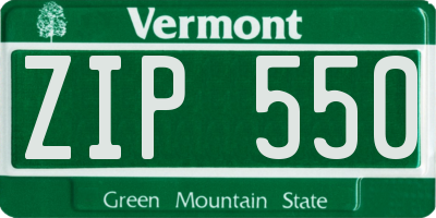 VT license plate ZIP550