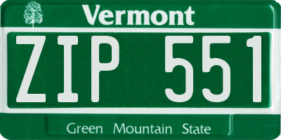 VT license plate ZIP551
