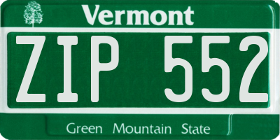 VT license plate ZIP552