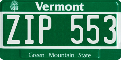 VT license plate ZIP553