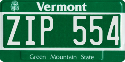VT license plate ZIP554