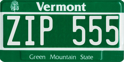 VT license plate ZIP555