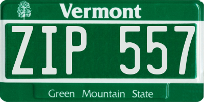 VT license plate ZIP557