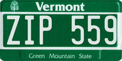 VT license plate ZIP559