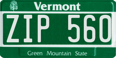 VT license plate ZIP560