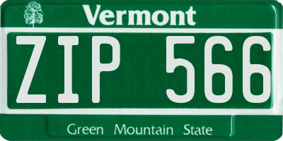 VT license plate ZIP566