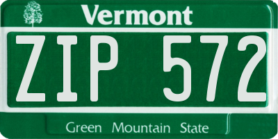 VT license plate ZIP572