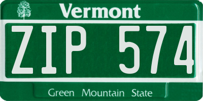 VT license plate ZIP574