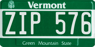 VT license plate ZIP576