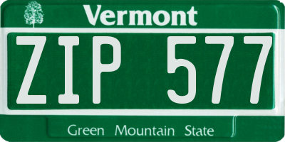 VT license plate ZIP577