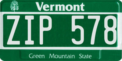 VT license plate ZIP578