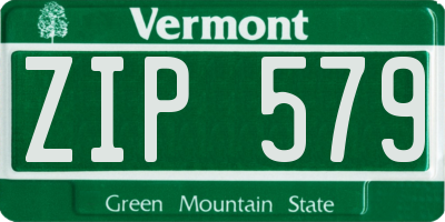 VT license plate ZIP579