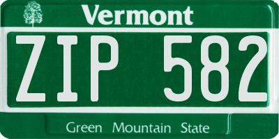 VT license plate ZIP582