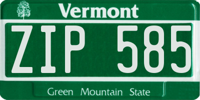 VT license plate ZIP585