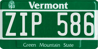 VT license plate ZIP586