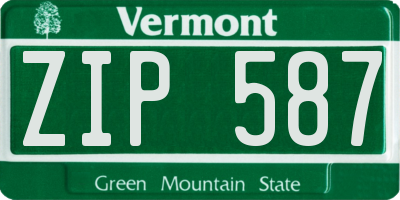 VT license plate ZIP587