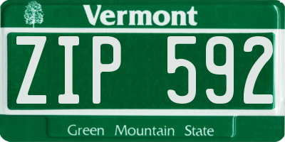 VT license plate ZIP592