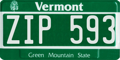 VT license plate ZIP593