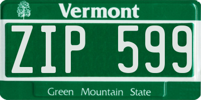 VT license plate ZIP599